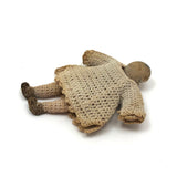 Tiny, Laboriously Crocheted Doll with Ink Drawn Face