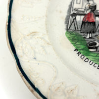 Intemperance Produces Starvation, Dramatic and Timely 19th C. Transferware Plate