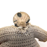 Tiny, Laboriously Crocheted Doll with Ink Drawn Face