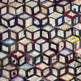 1895 Hand-sewn Tumbling Blocks Quilt with Best Paper Templates Reverse