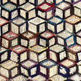 1895 Hand-sewn Tumbling Blocks Quilt with Best Paper Templates Reverse