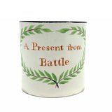 A Present From Battle, Unusual Excellent Condition 19th C. Hand-painted Creamware Child's Mug