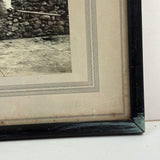 SOLD Prize Bull, Stone Wall, Stables, Great Old Mounted Silver Print in Period Frame