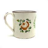 A Present From Battle, Unusual Excellent Condition 19th C. Hand-painted Creamware Child's Mug