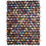 1895 Hand-sewn Tumbling Blocks Quilt with Best Paper Templates Reverse