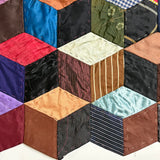 1895 Hand-sewn Tumbling Blocks Quilt with Best Paper Templates Reverse