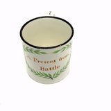 A Present From Battle, Unusual Excellent Condition 19th C. Hand-painted Creamware Child's Mug