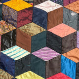 1895 Hand-sewn Tumbling Blocks Quilt with Best Paper Templates Reverse