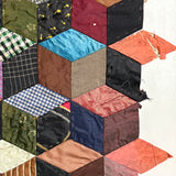 1895 Hand-sewn Tumbling Blocks Quilt with Best Paper Templates Reverse