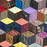 1895 Hand-sewn Tumbling Blocks Quilt with Best Paper Templates Reverse