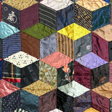 1895 Hand-sewn Tumbling Blocks Quilt with Best Paper Templates Reverse
