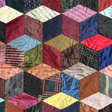 1895 Hand-sewn Tumbling Blocks Quilt with Best Paper Templates Reverse