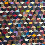 1895 Hand-sewn Tumbling Blocks Quilt with Best Paper Templates Reverse