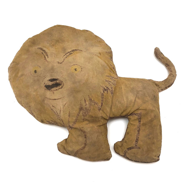Sweet Old Stuffed Printed Fabric Lion