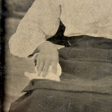 Intense Looking Woman with Lighthouse,  Beautifully Spare and Stark Antique Tintype
