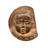 Wonderful, Curious, Finely Carved Carved Partial Face on Wooden Print Block Flip Side, Dog on Reverse
