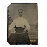 Intense Looking Woman with Lighthouse,  Beautifully Spare and Stark Antique Tintype