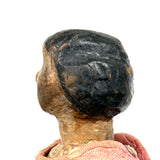 Old Carved Folk Art Doll with Great Face, Pink Dress, and One Leg