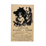 A Dreadful Bore, Excellent Victorian Trade Card for Atlantic Garden "Temperance Resort", Danielsonville, CT