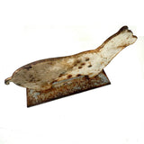 Cat-like Bear in White Paint with Excellent Patina, c. Early 20th Century Iron Shooting Target