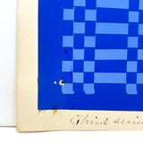 1 Up, 1 Down, 1 Down, 1 Up, Another Beautiful Blue on Blue Antique Froebel Kindergarten Paper Weaving