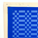 1 Up, 1 Down, 1 Down, 1 Up, Another Beautiful Blue on Blue Antique Froebel Kindergarten Paper Weaving