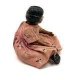 Old Carved Folk Art Doll with Great Face, Pink Dress, and One Leg