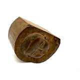 Wonderful, Curious, Finely Carved Carved Partial Face on Wooden Print Block Flip Side, Dog on Reverse