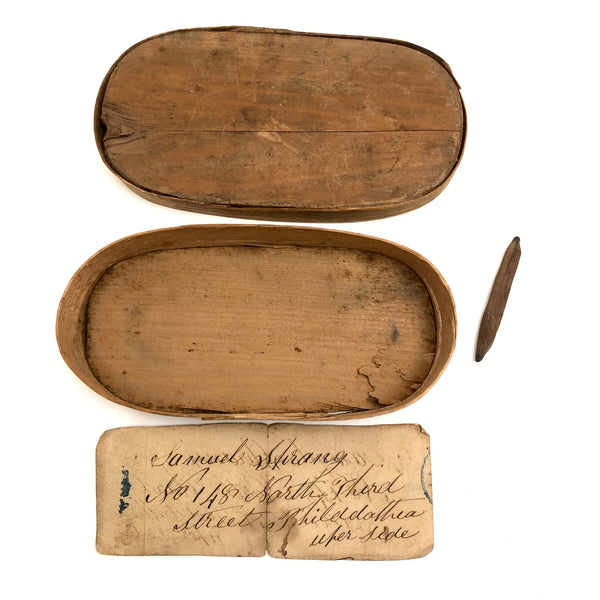 Samuel Strang's Charming 19th C. Small Bentwood Box with Tiny Graphite Pencil