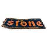 SOLD Fires/Stone, c. 1930 Double-SIded Porcelain Enamel on Iron Perfectly Partial and Eroded Firestone Sign