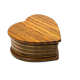 Given to Joyce by Gladys, whose Son George May Have Made it, Old Stacked Layers Treen Heart Shaped Box