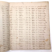 Lewis Betts' 1853 Penmanship Practice Notebook with Great Sentences, Milton MA