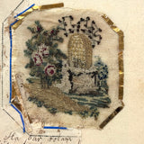 Tiny Buzzing Bees at Hive, Partial But Very Charming Early 19th Century Album Amicorum Needlepoint