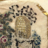Tiny Buzzing Bees at Hive, Partial But Very Charming Early 19th Century Album Amicorum Needlepoint