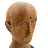 Serene Feeling Folk Art Larger Carved Head, Mounted to Custom Base
