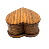 Given to Joyce by Gladys, whose Son George May Have Made it, Old Stacked Layers Treen Heart Shaped Box