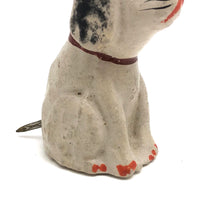 Longing Little Painted Papier Mache Dog with Spring Tail