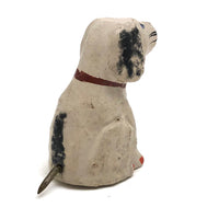 Longing Little Painted Papier Mache Dog with Spring Tail