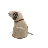 Longing Little Painted Papier Mache Dog with Spring Tail