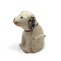 Longing Little Painted Papier Mache Dog with Spring Tail