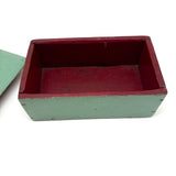 Church-like (and Transcendent) Old Painted Folk Art Box with Ball in Cage Whimsy Topper in Sea Foam Green