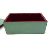 Church-like (and Transcendent) Old Painted Folk Art Box with Ball in Cage Whimsy Topper in Sea Foam Green
