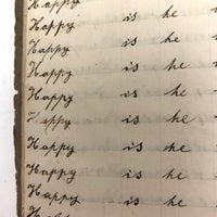 Lewis Betts' 1853 Penmanship Practice Notebook with Great Sentences, Milton MA