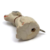 Longing Little Painted Papier Mache Dog with Spring Tail