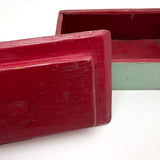 Church-like (and Transcendent) Old Painted Folk Art Box with Ball in Cage Whimsy Topper in Sea Foam Green