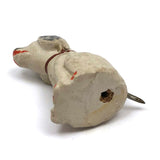 Longing Little Painted Papier Mache Dog with Spring Tail