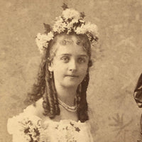Marvelously Weird Cabinet Card "Boudoir Photo" of Girl with Wand and Armored Statue