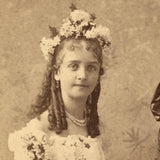 Marvelously Weird Cabinet Card "Boudoir Photo" of Girl with Wand and Armored Statue