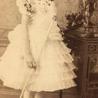 Marvelously Weird Cabinet Card "Boudoir Photo" of Girl with Wand and Armored Statue