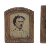 Pair of Tiny Gem Tintypes in Tiny Hand-carved Frames